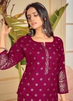 Cotton Hot Pink Traditional Wear Foil Print Readymade Kurti With Pant